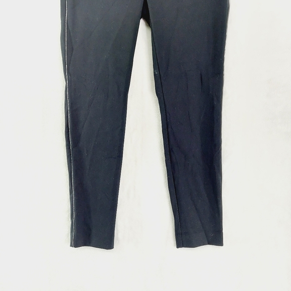 Loft Skinny Cotton Blend Black with White Stripe Flat Front Pants P2982 - Picture 3 of 9